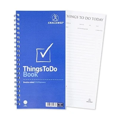 Image of Challenge 280 x 152 mm Planning Book Things to do Wirebound Perforated, 115 Pages , Set of 1, Blue