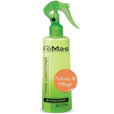 Image of FemMas Bi Phase Biotin Leave In Conditioner Spray Treatment, 300 ml, 2 Moisturising Spray, Hair Care without Rinse, Protective and Moisturising, Anti Frizz Detangler Treatment