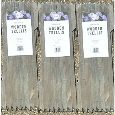 Image of MD MUZ 3 X Garden Gardeners Dark GREY Coloured Wooden Expanding Expandable Trellis Each Piece Expands to 180 30 cm / 6FT 1FT New