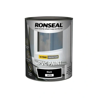 Image of Ronseal uPVC Paint Black Satin 750ml
