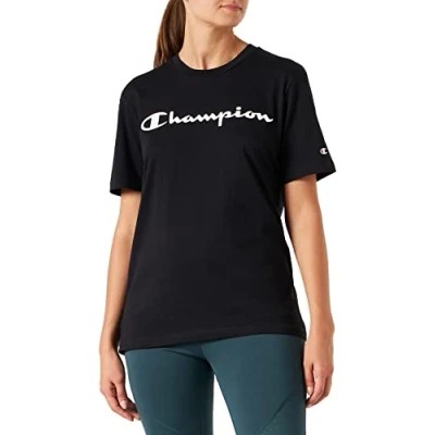 Image of Champion Men&#039;s American Classics Big Logo S Short Sleeve T Shirt, Black, XS