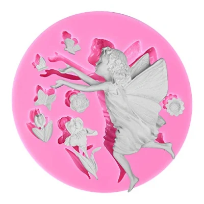 Image of Musykrafties Fairy with Flowers Silicone Mould for Cake Decoration, Cupcake Topper, Polymer Clay, Crafting Projects