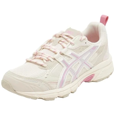 Image of Asics Sportstyle Gelnunobiki Unisex Trainers, Size: 4.5, Cream/sweet pink Imitation leather/ textile