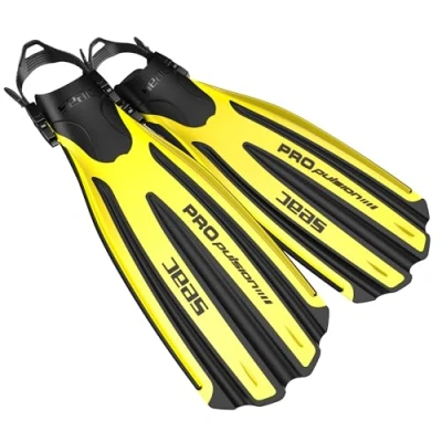 Image of SEAC Propulsion, Diving Fins with Adjustable Strap, Made in Italy, yellow,9/11UK