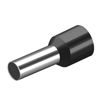 Image of Heschen Cord End Terminal, E10 12, AWG8 / 10mm², Wire Copper Crimp Connector, Vinyl Insulated, Black, Pack of 100