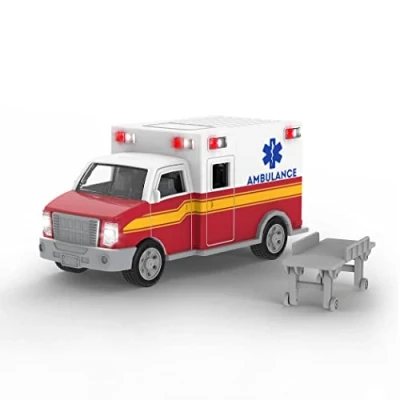 Image of Driven by Battat Micro Ambulance Toy Truck with Lights and Sound Rescue Trucks Toys for Kids Aged 3 Up
