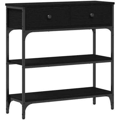 Image of vidaXL Console Table Black Oak 72,5x25x75 cm Engineered Wood &amp; Steel