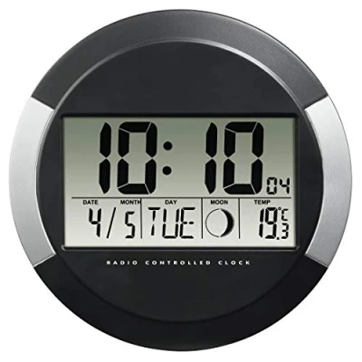 Image of Hama DCF PP 245 Wireless Wall Clock, Black/White, One Size