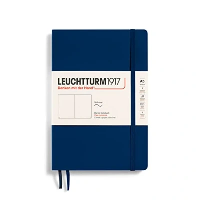 Image of LEUCHTTURM1917 362864 Notebook Medium (A5), Softcover, 123 Numbered Pages, Navy, Plain