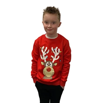 Image of Arizona Klub Kids Christmas Jumper (UK, Age, 5 Years, 6 Regular, RED REINDEER HEAD)