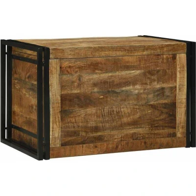 Image of vidaXL Storage Box 80 x 50 cm, Solid Rough Wood Mango