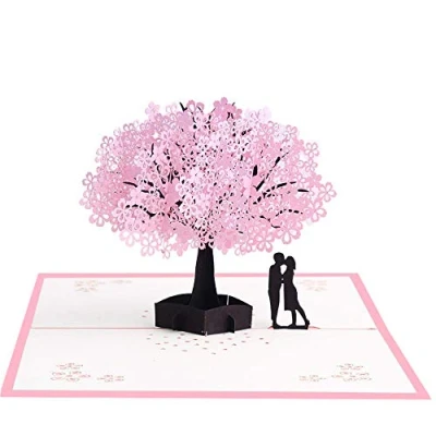 Image of 3D Christmas Cards Pop Up Greeting Holiday Gifts for Xmas/New Year/Birthday Card, Tree Nature Card (Couple tree)