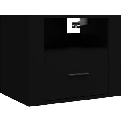 Image of vidaXL Wall mounted Bedside Cabinet Black 50x36x40 cm