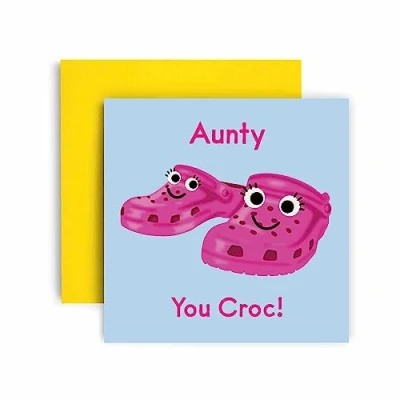 Image of Huxters Birthday Cards for Women You Croc Rock Aunty Happy Card Birthday, Mother’s Day with Lovely Pink Envelope Funny (Aunty)