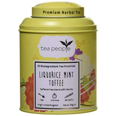 Image of Tea People Liquorice Mint Toffee, 20 Pyramids in Tin Caddy, LMT 20TP