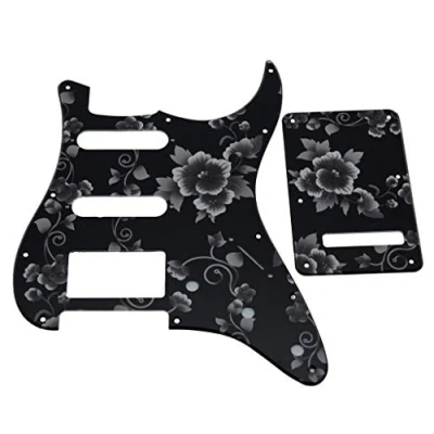 Image of Dopro Strat HSS Guitar 3D Printed plastic pickguard ST Back Plate Tremolo Cover for USA/Mexican FD Flower Pattern