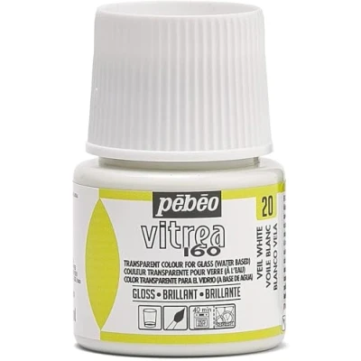 Image of Pebeo Transparent Glass Paint Vitrea 160C Veil White 45 ML