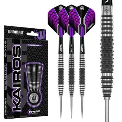 Image of WINMAU Darts Kairos 24g 90% Professional Tungsten Steel Tip Set with Dart Flights and Shafts (Stems)