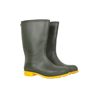 Image of Mountain Warehouse Plain Kids Wellies Waterproof, Soft Jersey Lined Wellington Boots with Gripped Sole for Boys &amp; Girls Spring Summer, Rain, School, Outdoors Khaki Shoe Size 12 UK