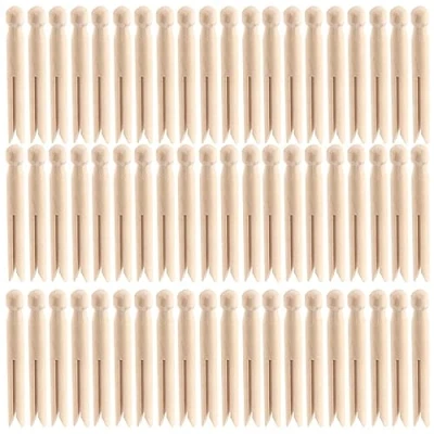 Image of HEIHAK 120 Pcs 11cm Wooden Dolly Pegs, Traditional Style Round Clothes Pegs for Washing Line, Ideal Art, Craft, DIY Garment Pins, Woodcraft
