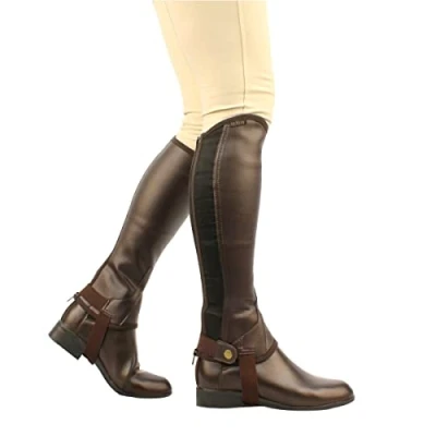 Image of Saxon Unisex Equileather Childs Half Chaps Black M