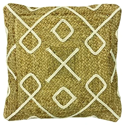 Image of furn. Roolu Braided Jute Cotton Feather Filled Cushion Natural One Size