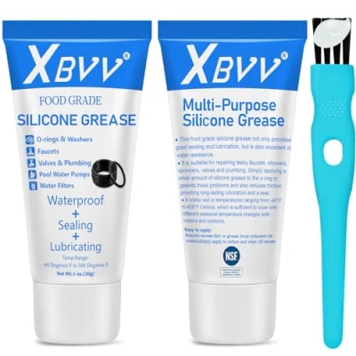 Image of XBVV Silicone Lubricating Grease for Plumber Faucet Rubber Washers Valve O Rings 2 Pack 1 oz Tube