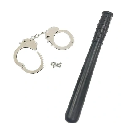 Image of Stylex Party Police Officer Fancy Dress Props Accessories Set Hand Cuffs Baton Halloween up Bundle