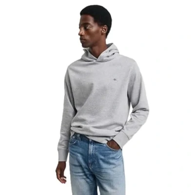 Image of Gant Mens Reg Embroidered Archive Shield Hoodie Melange Size X Large