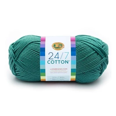Image of Lion Brand Yarn Company Cotton Yarn, 100 Percent Cotton, Jade,15.24x6.35x6.35 cm