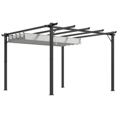 Image of Outsunny 3x3m Pergola Gazebo Awning Canopy Garden Sun Shade Shelter Aluminium Grey