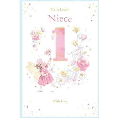 Image of Niece 1st Birthday Card Age 1 Daisy Fairy 9&quot; x 6&quot; Lovely Verse