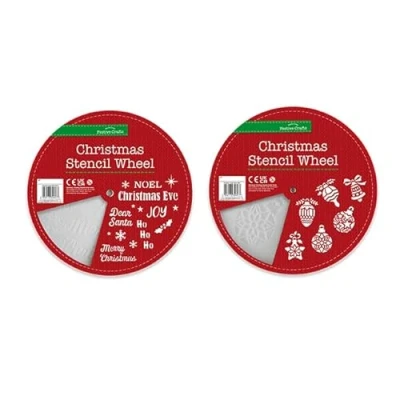 Image of The Home Fusion Company 2 x Christmas Baubles &amp; Words Stencil Wheels 25cm Card Making Window Decorating