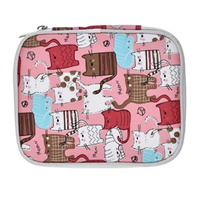 Image of Sharplace Crochet Hook Case, Organizer with Web Pockets for Various and Knitting Accessories (No Included), Colorful Cat