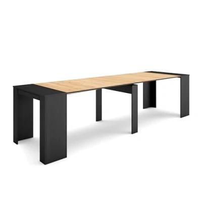Image of Skraut Home Extendable Console table Folding Dining 300 For 14 diners Modern Style Black and Oak
