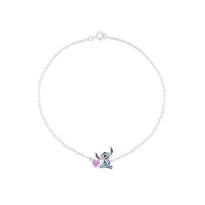 Image of Stitch Sterling Silver Heart Charm Adjustable Chain Bracelet A900143SL 9.PH