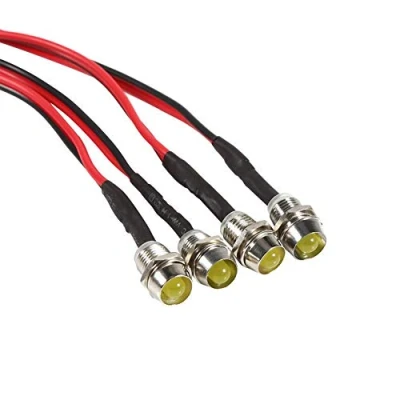 Image of Keenso 4 Pcs 12v 8mm LED Panel Pilot Dash Warning light indicator Lamp Car Van Boat Bulbs Directional (Yellow)
