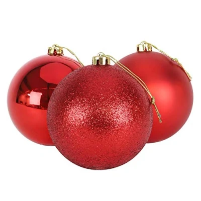 Image of Christmas Concepts® 3 150mm Extra Large Baubles Shiny, Matte &amp; Glitter Design Decorations (Red)