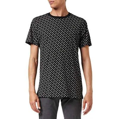 Image of Urban Classics Allover LOGO TEE Print Tshirt, Men&#039;s, Size: Large, Black