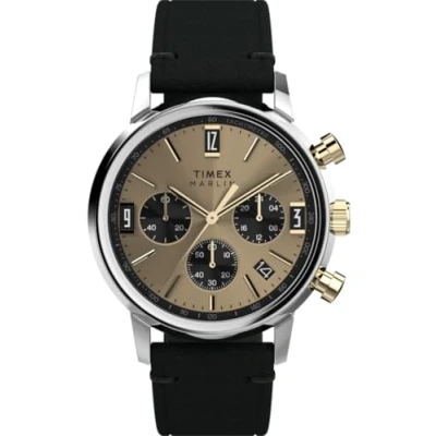 Image of Timex Men&#039;s Chronograph Quartz Watch with Leather Strap TW2W60300