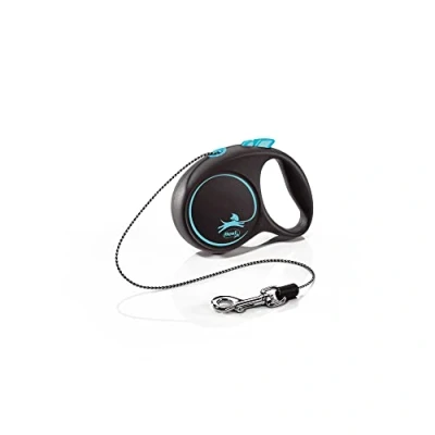 Image of Flexi Black Design Cord Blue Extra Small 3m Retractable Dog Leash/Lead for dogs up to 8kgs/18lbs