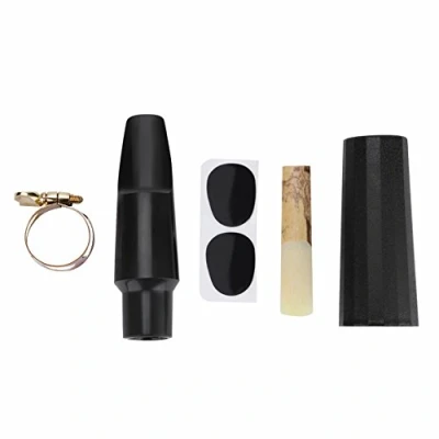 Image of Sax Mouthpiece kit, Tenor Saxophone ABS with Cap Metal Buckle Reed Pads Musical Instruments Wind Instrument Accessories
