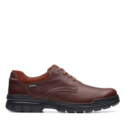 Image of Clarks Rockie Walk Gore Tex Leather Shoes in Dark Tan Size 8