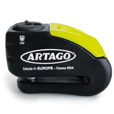 Image of Artago 30X10 High End Motorcycle Disc Lock with or without Alarm, Don&#039;t Touch System 120dB, Sold Secure Gold &amp; SRA Approved, 5mm Anti Drill, 14mm Double Locking, Moto Theft Wheel Brake