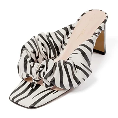 Image of L37 HANDMADE SHOES Women&#039;s OH Sheila Heeled Sandal, Black/White, 3 UK