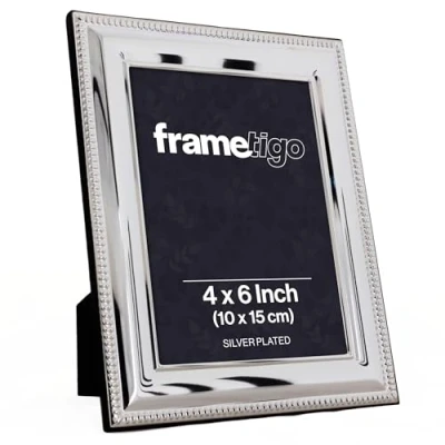 Image of Frametigo Silver Plated Bead Photo Frame Fits Size 4&quot;x6&quot; (10x15cm)