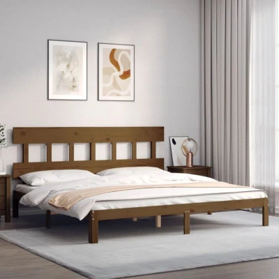 Image of vidaXL Bed Frame without Mattress Honey Brown 200x200 cm Solid Wood Pine