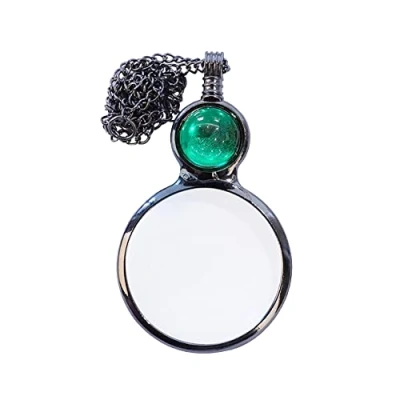 Image of HugeDE 10X Magnifiers Necklace Magnifying Glass Pendant Magnification Lens Ladies Reading Magnifier Pendants for Gift Green