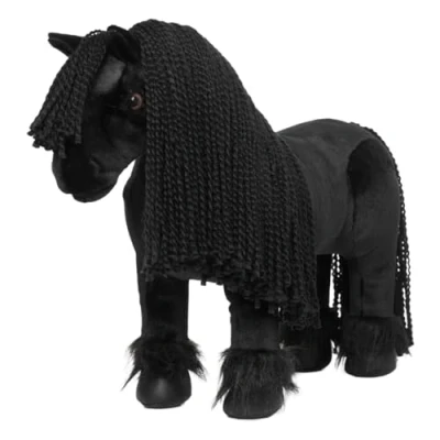 Image of LeMieux Toy Pony Spike for Kids Stunning Black Friesian Soft Coat with Plaitable Mane &amp; Tail Suitable Ages 3+