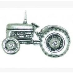 Image of Gift Boxed Pewter Tractor Badge pin or Brooch for Scarf, Tie, Hat, Coat Bag